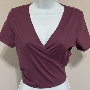 VS Pink Athletic Wrap V-Neck Top